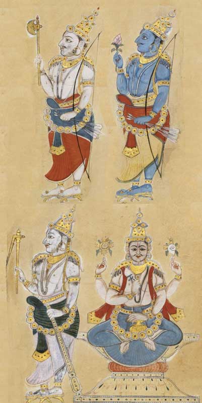 Parasurama, Rama, Krishna, and Buddha