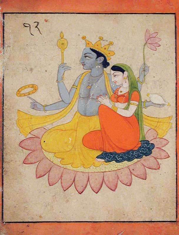 Vishnu and Lakshmi on Lotus